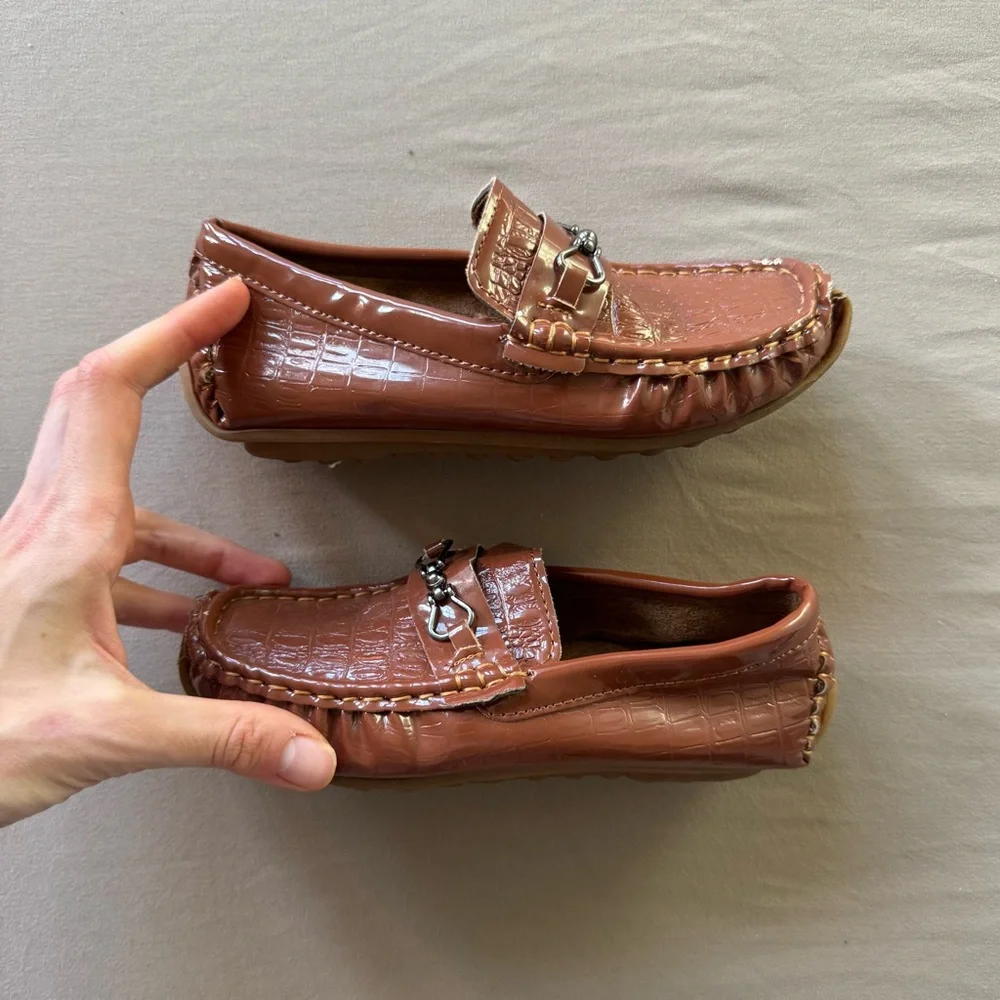 Kids Boys Woven Buckle Moccasin Loafers Dress Shoe